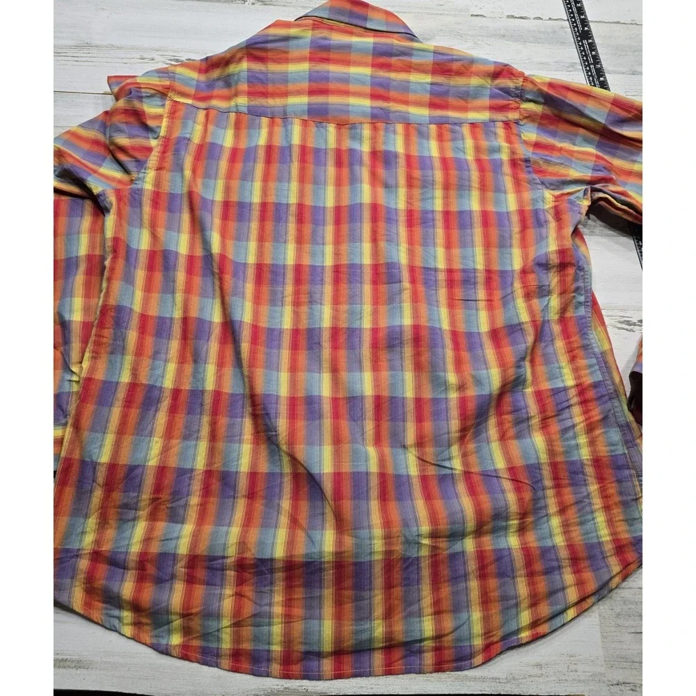 Rough Stock Panhandle Slim Mens XL Western‎ Pearl Snap Plaid Shirt Multi R0S9277